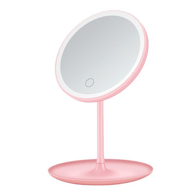 Compact LED makeup mirror sample used for packaging and hinge checks