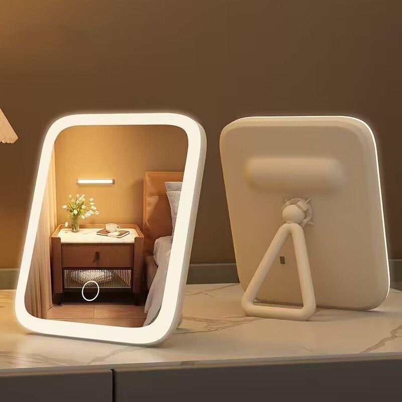 Tabletop LED makeup mirror sample prepared for lighting and stability approval