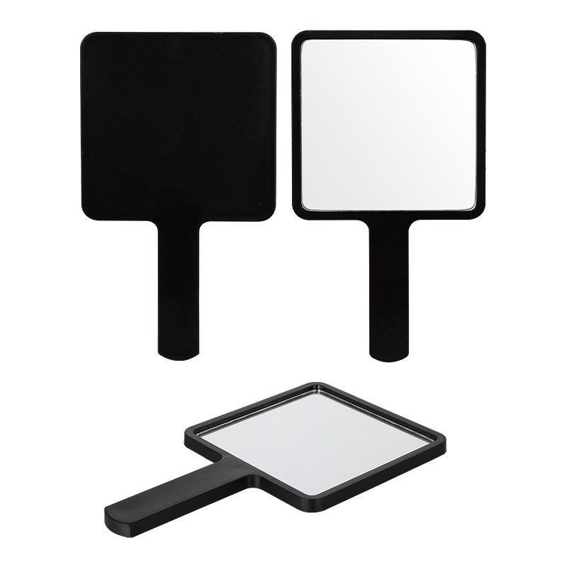 Single-sided square handheld mirror shown in full for salon and retail sourcing