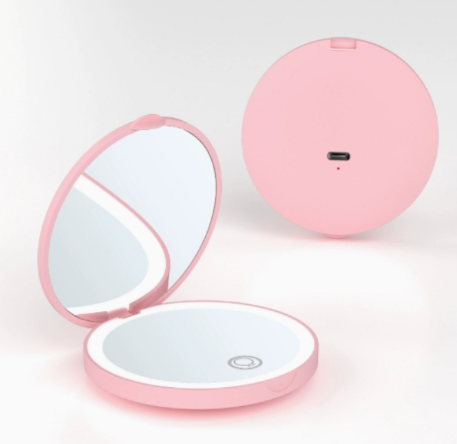 Rechargeable LED makeup mirror with foldable structure for private-label and retail buyers