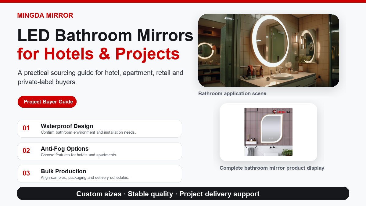 LED bathroom mirror project guide with complete bathroom mirror product display