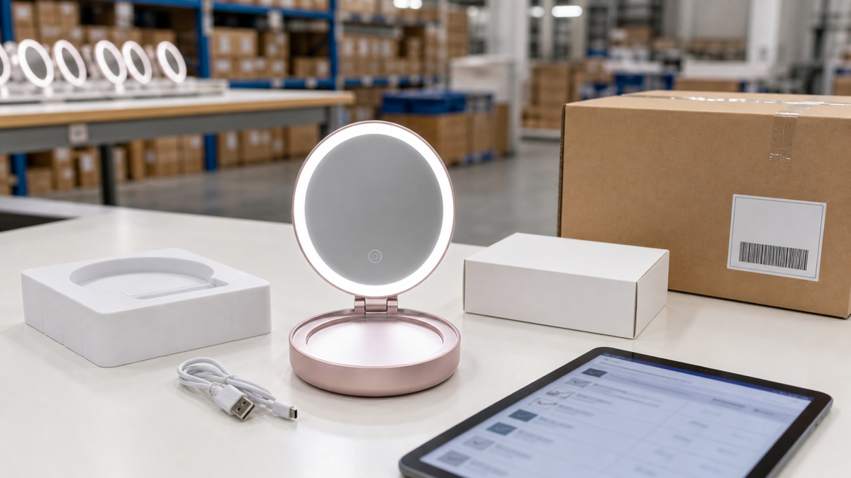Rechargeable LED makeup mirror e-commerce packaging return-risk review