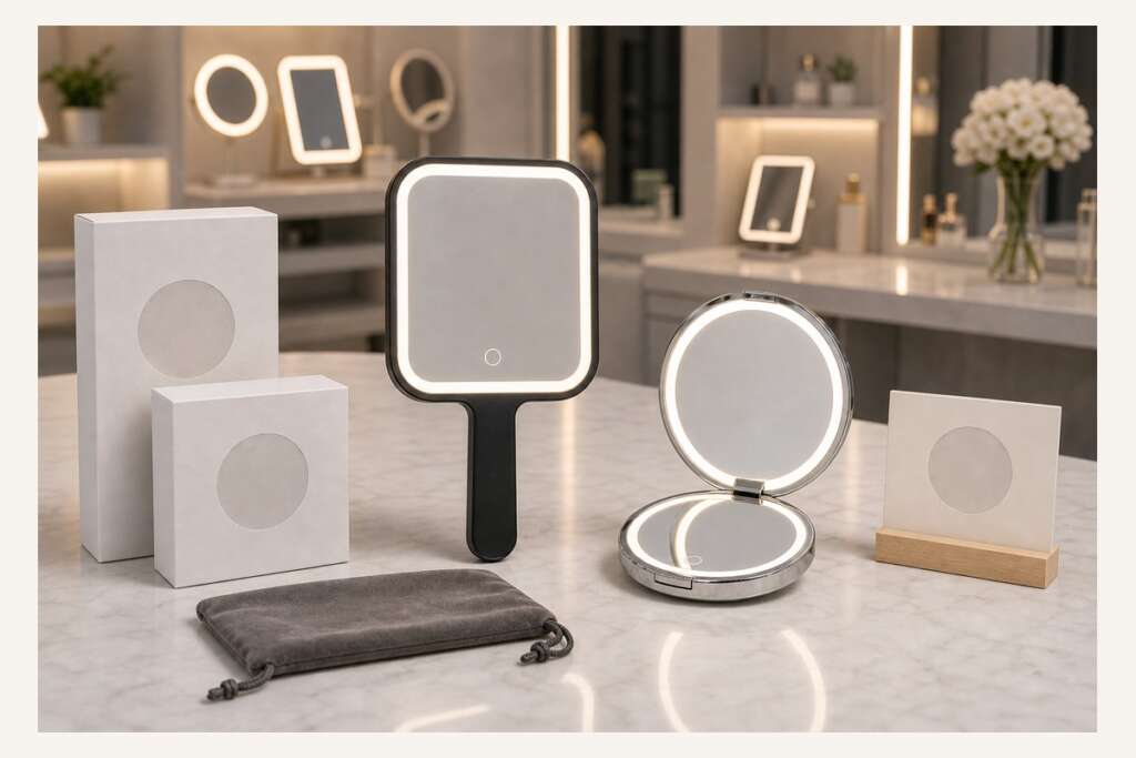 LED Handheld Mirror Packaging and Logo Options for Private Label Orders complete LED mirror product blog cover image