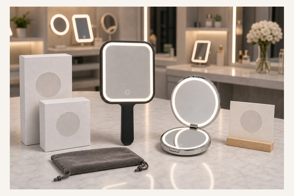LED Handheld Mirror Packaging and Logo Options for Private Label Orders