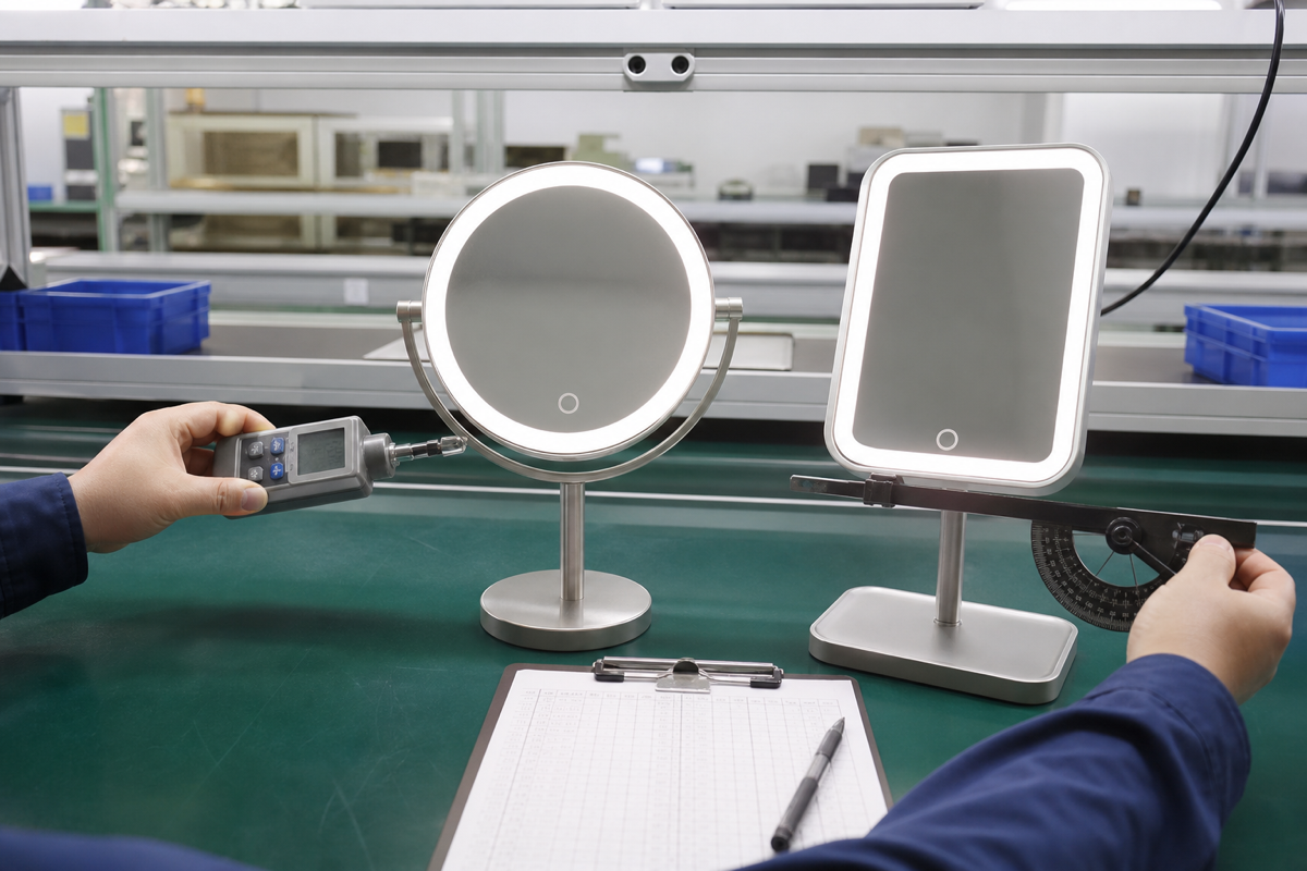 LED makeup mirror hinge torque comparison for bulk sample approval