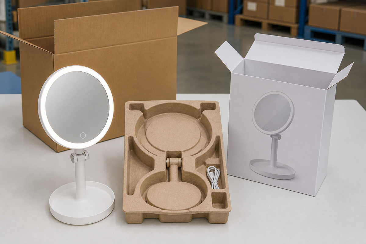 LED tabletop makeup mirror packaging and joint protection review