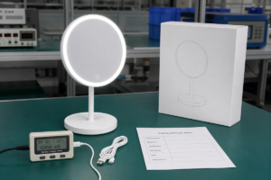 Rechargeable LED makeup mirror battery capacity and runtime testing cover