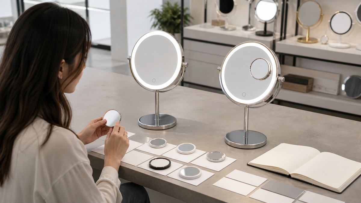 LED makeup mirror magnification SKU comparison for buyers