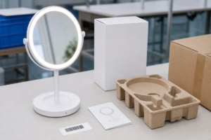 Custom packaging for LED makeup mirror private label orders with retail box insert and export carton