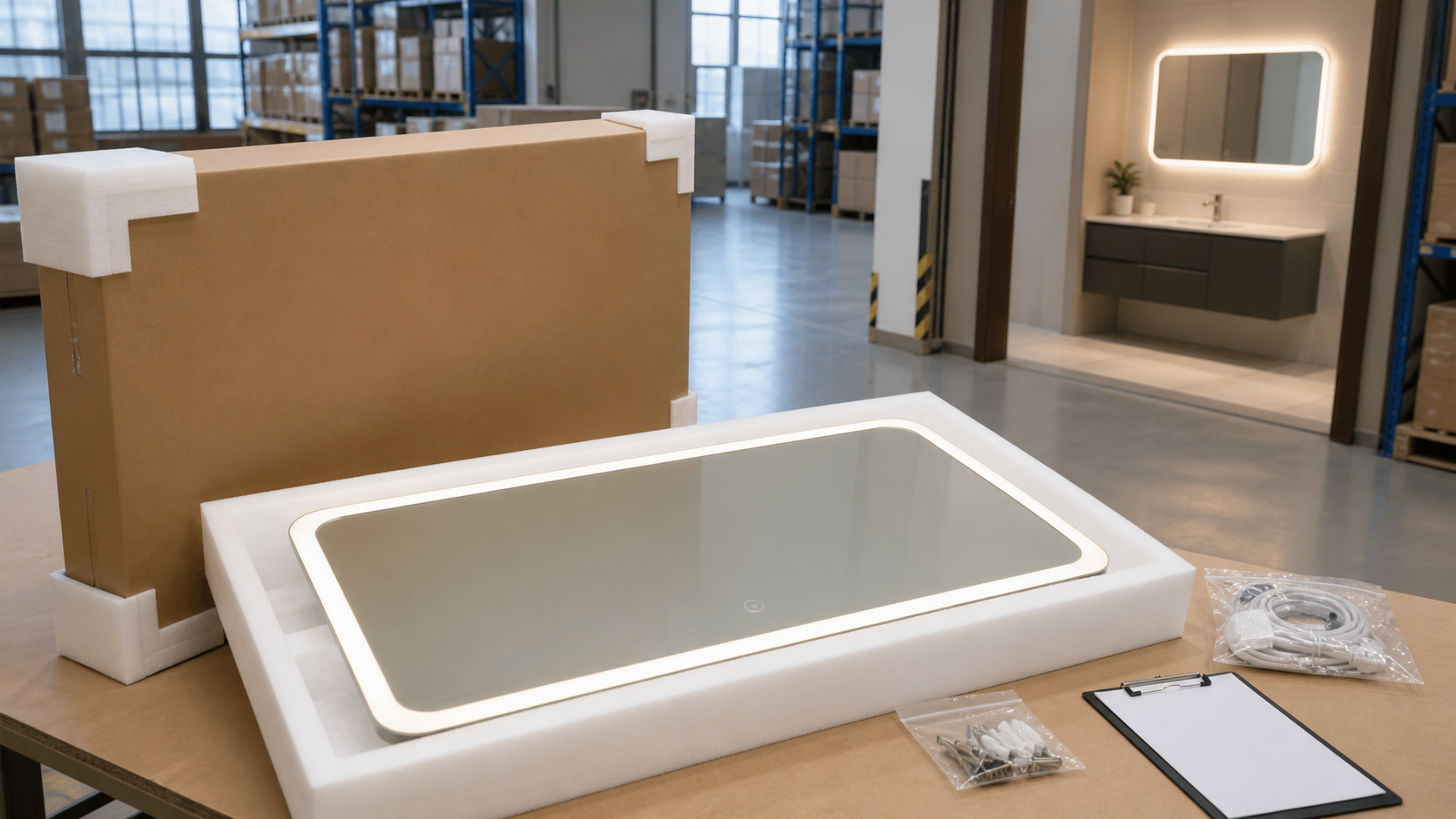 Hotel LED bathroom mirror project packaging and delivery approval