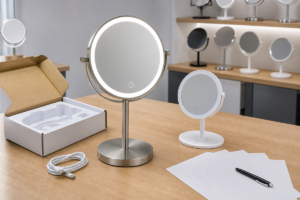 Lowest LED makeup mirror price comparison with complete illuminated tabletop mirror samples packaging and quotation review