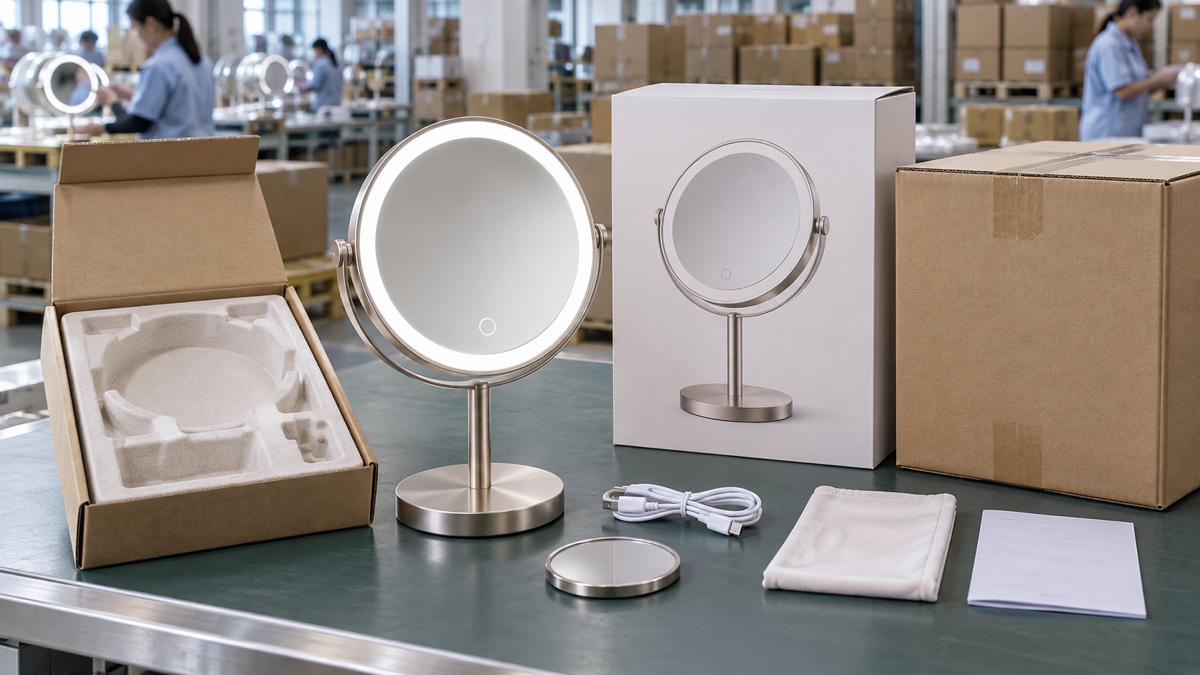 Custom magnification LED makeup mirror packaging approval